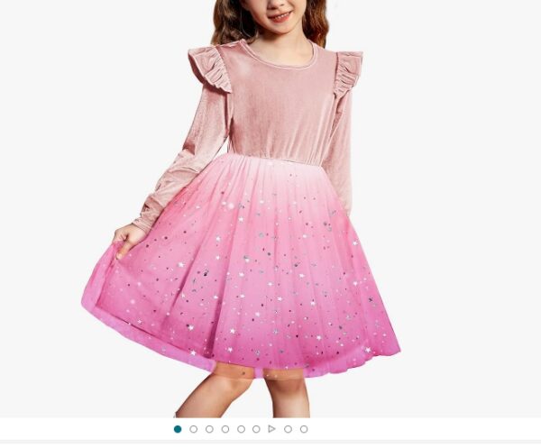 SIZE 5*Arshiner Toddler Tutu Dresses Little Girls Velvet Tulle Fall Winter Long Sleeve Ruffle Holiday Party Dress | EZ Auction