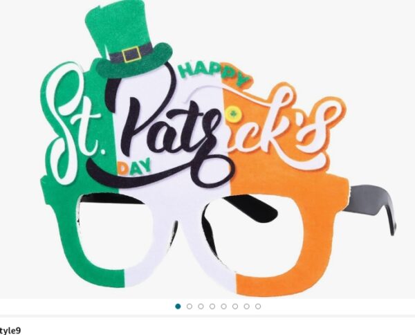 St. Patrick's Day Glasses Glitter Green Irish Sunglasses Novelty Clover Rave Party Eyewear Costume for Adults and Kids | EZ Auction