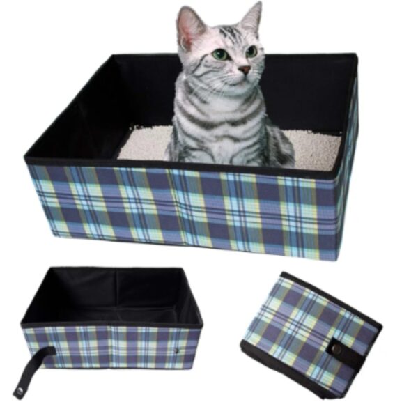 ***PHOTO FOR REFERENCE ONLY*** Collapsible Portable Cat Litter Box - Foldable and Packable Travel Litter Box for Cats, Cat ***PHOTO FOR REFERENCE ONLY***Collapsible Litter Box Soft Foldable Waterproof, Standard Portable Collapsible Litter Carrier Blue | EZ Auction