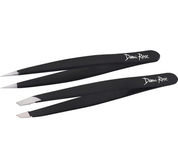 Mini Slanted and Pointed Tweezers Set for Women Facial Hair, Travel Set - High Precision Tweezers for Men, Splinter, Blackhead, Ingrown Hair Removal Tweezers for Eyebrow Fine Point (Black 2Pcs) | EZ Auction