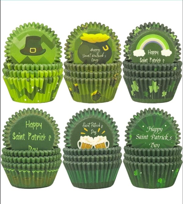 qiqee Saint Patrick 300-Count Cupcake Liners Standard Cupcake Cups 6 Design Cupcake Papers Baking Cups Cupcake Wrappers (Standard Size) | EZ Auction