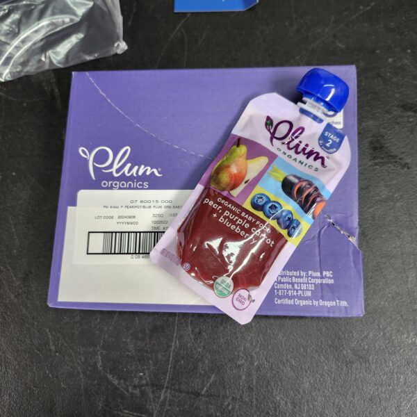 **** EXP 06-11-24 *** Plum Organics Pear, Purple Carrot & Blueberry Baby Food, Unsalted, Stage 2, 6 Months & Older, Non GMO, 4 Ounces (Pack Of 6) | EZ Auction