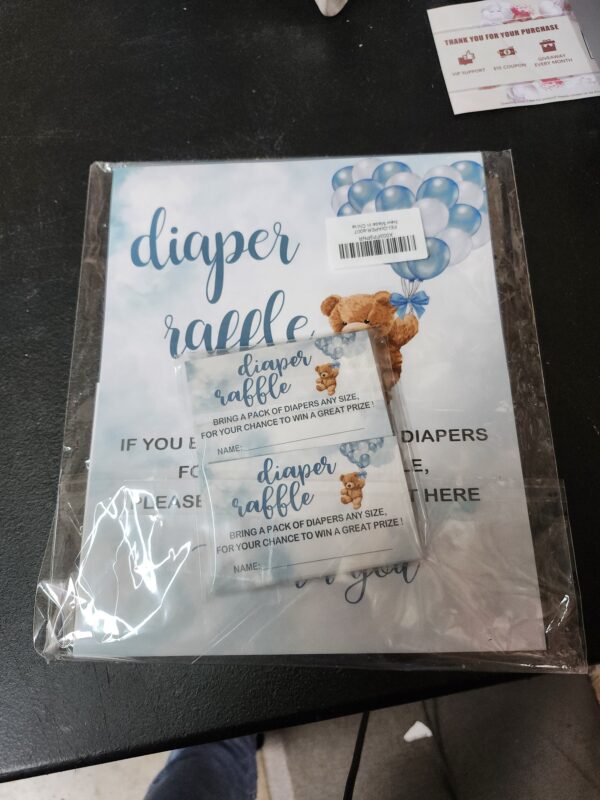 Diaper Raffle For Baby Shower, Blue Balloon Bear Cards, 1 Sign & 50 Guess Cards Kit, Party Favors, Decorations, For Baby Shower Reveal Gender Game to Bring a Pack of Diapers - DIAPER-b007 | EZ Auction