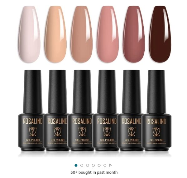 ROSALIND Nude Gel Polish Set, 6 Colors Gel Nail Polish Set Pink Brown Neutral Nail Gel Polish Set All Seasons DIY Design Salon Home Gifts for Women | EZ Auction