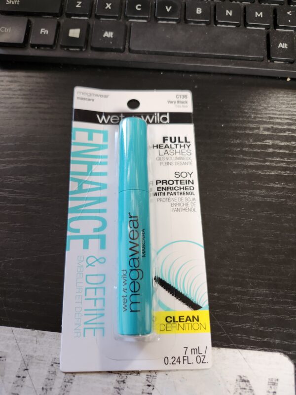 wet n wild Enhance and Define Megawear Mascara, Gentle Gel Volumizing Formula that Promotes Full & Healthy Lashes, Enriched with Soy Protein & Panthenol, Cruelty-Free & Vegan - Black | EZ Auction