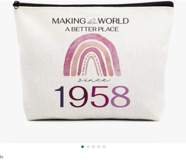 65th Birthday Gifts for Women Makeup Bag 65th Birthday Decorations Boho Rainbow 65 Year Old Birthday Gifts for Women Her Mom Grandma Aunt Sister Bestie Making The World A Better Place Since 1958 | EZ Auction