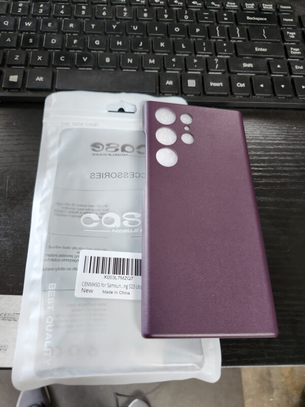 SAMSUNG Galaxy S23 Ultra Vegan Leather Phone Case, Protective Cover with Soft Touch, Elegant Design, Scratch Protection, US Version, GP-FPS928HCAVW, Dark Violet | EZ Auction