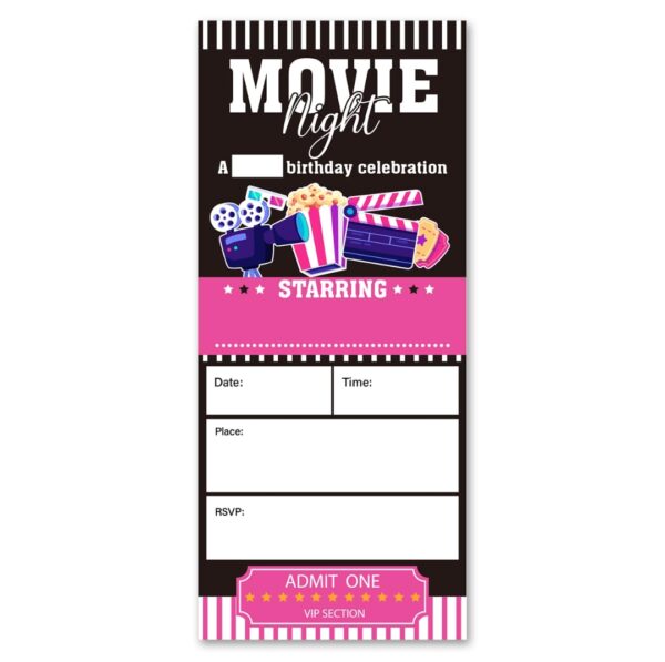 Movie Birthday Party Invitations 20 Pack Movie Ticket Invitations with Envelopes Invites Cards | EZ Auction