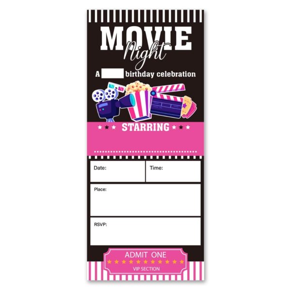 Movie Birthday Party Invitations 20 Pack Movie Ticket Invitations with Envelopes Invites Cards | EZ Auction