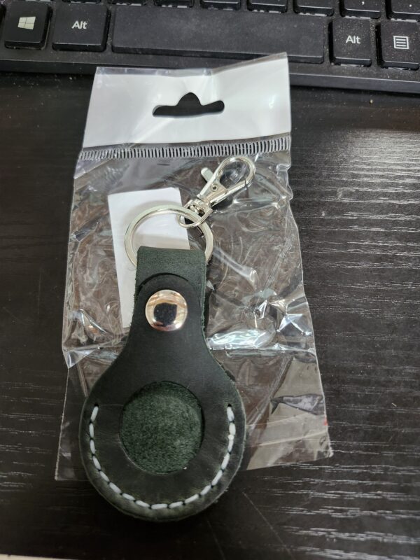 Leather Airtag Case Keychain, Portable Handmade Genuine Leather Airtag Holder (Green) | EZ Auction