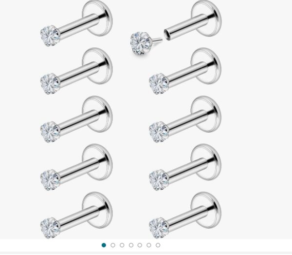 Vsnnsns 18G 20G Threadless Push in Nose Rings for Women 316L Surgical Stainless Steel L Shaped Nose Studs Screw Bone Nose Rings Piercings Nostril Piercing Diamond CZ 1.5mm 2mm 2.5mm 3mm Silver 10Pcs | EZ Auction