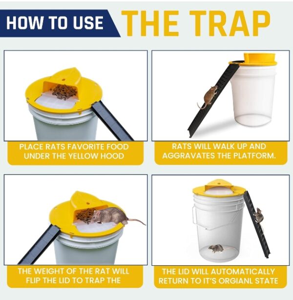 Mouse Trap Bucket, Pack of 3-Auto Reset Multi Catch Mouse Trap for Indoor and Outdoor Usage, Mouse Bucket Trap 5 Gallon Bucket Compatible | EZ Auction