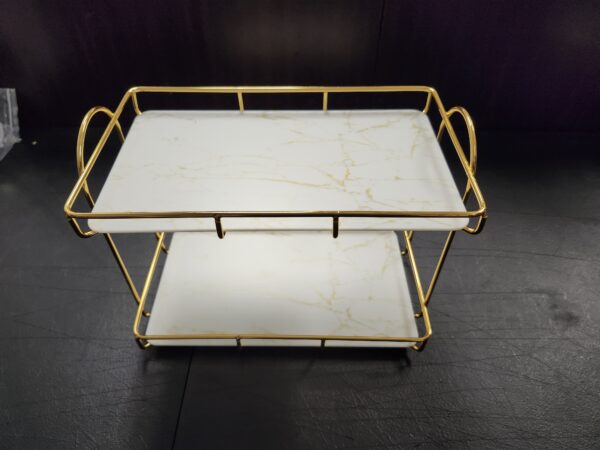 Bathroom Countertop Rack, Bathroom Container Countertop Shelf Metal Storage Shelf Rack Large Capacity 2 Tiers Gold Bathroom Countertop Rack for Home Hotel | EZ Auction