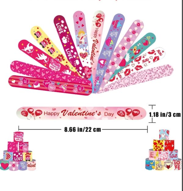 Valentines Day Slap Bracelet Set,24 Pcs Kids Valentines Day Cards and 24 Pcs Slap Bracelets,Kids Valentines Day Gifts for School,Valentine's Classroom Exchange Cards and Kids Party Favors | EZ Auction