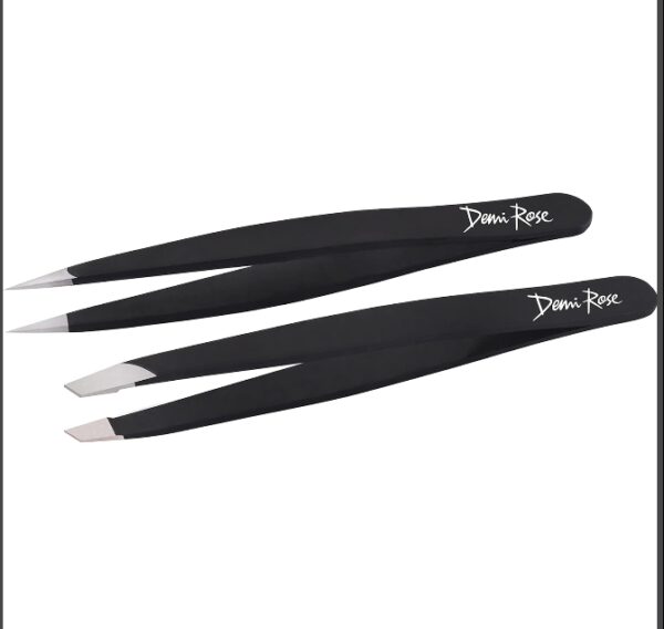 Mini Slanted and Pointed Tweezers Set for Women Facial Hair, Travel Set - High Precision Tweezers for Men, Splinter, Blackhead, Ingrown Hair Removal Tweezers for Eyebrow Fine Point (Black 2Pcs) | EZ Auction