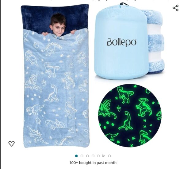 Kids Sleeping Bag for Boys & Girls, Glow in The Dark Sleeping Bags Kids Ages 3+, Large Sleeping Bag for Kids with Pillow Pocket, Extra Soft Toddler Sleeping Bag - Kids Sleep Bag Blanket (66'' x 33") | EZ Auction