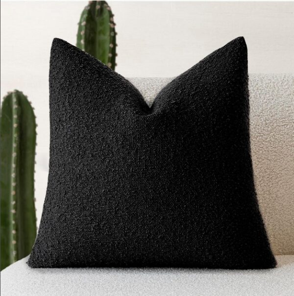 Foindtower Decorative Textured Boucle Throw Pillow Covers Accent Solid Pillow Cases Neutral Soft Cozy Couch Cushion Case for Chair Sofa Bedroom Living Room Home Decor 18 x 18 Inch,Black | EZ Auction