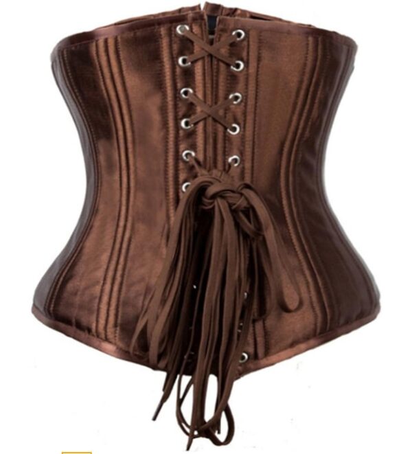 ***SIZE M***Brown Satin Women Underbust Corset Corselet Waist Trainer Steel Corsets and Bustiers | EZ Auction