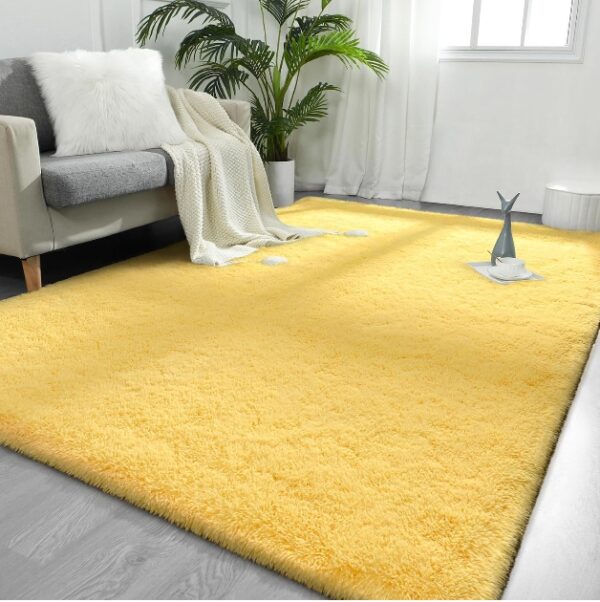 Large Area Rugs for Living Room, 4x6 Feet Yellow Shaggy Rug Fluffy Throw Carpets, Ultra Soft Plush Modern Indoor Fuzzy Rugs for Bedroom Girls Kids Nursery Room Dorm Home Decor | EZ Auction
