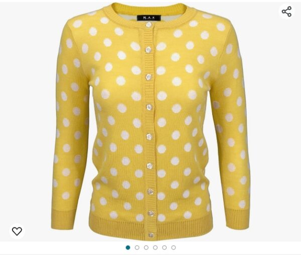 ***SIZE M***YEMAK Women's Knit Cardigan Sweater – Long Sleeve Crewneck Polka Dot Jacquard Button Down Casual Lightweight Knitted Top | EZ Auction