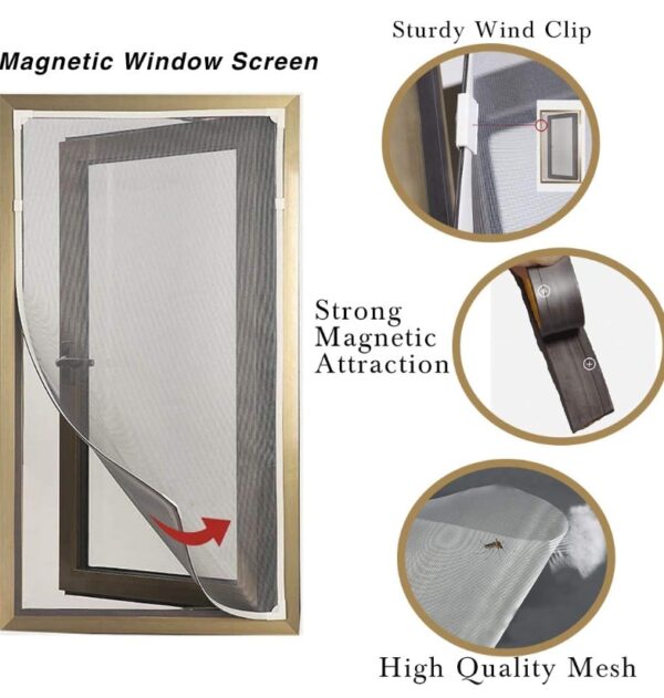 NeatiEase Magnetic Window Screen Size Up to 72 Inchx 48 Inch Max - DIY Screen Window with Full Frame Magnetic Strip Easy Installation (White) | EZ Auction