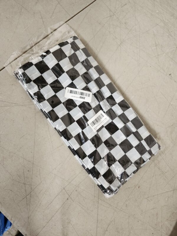 Pcs of 2 Premium Plastic Checkered Flag Tablecloths Picnic Table Covers, Tablecovers Party Favor (2, Black) | EZ Auction