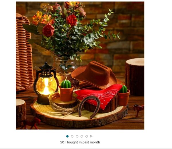 36 Pcs Western Theme Party Centerpieces Western Cowboy Centerpieces 6 Mini Cowboy Hats 6 Mini Lantern 6 Horseshoe 6 Mini Bandana 6 Cactus Candles 6 Rope for Cowboy Theme Party Decorations | EZ Auction