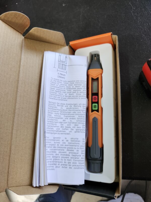 PT199 Natural Gas Leak Detector with Audible & Visual Alarm, Portable Gas Sniffer to Locate Combustible Sources Like Methane, Propane for Home(Includes Battery x2)-Orange | EZ Auction