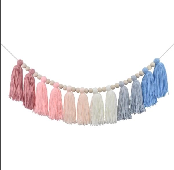 DrCor Pink and Blue Yarn Tassel Garland Preppy Boho Bunting Banner Wall Hanging Decor for Classroom Back to School Nursery Party Kids Bedroom Baby Shower Decoration | EZ Auction
