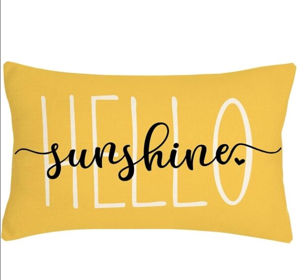 4TH Emotion Hello Sunshine Pillow Cover Farmhouse Yellow Lumbar Pillow Cover Spring Summer Decorations Cushion Case for Sofa Couch Polyester Linen 12x20 Inches | EZ Auction