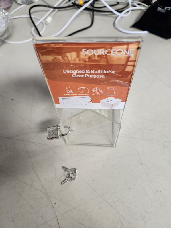 Clear Acrylic House Donation Box with Sign Holder | EZ Auction