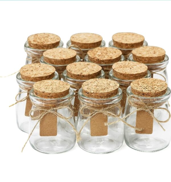 ***13 PACK***Otis Small Glass Bottles - Mini Jars w/Cork Stoppers - Round 100ml Mason Jars for Crafts, Candle Holders & Potion Bottles | EZ Auction