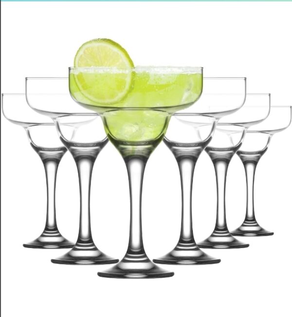 lav Margarita Glasses Set of 6 - Margarita Cocktail Glasses 10.25 oz - Clear Daiquiri Glasses for Parties - Classic Cocktail Drinking Glasses for Frozen Drinks - Made in Europe | EZ Auction