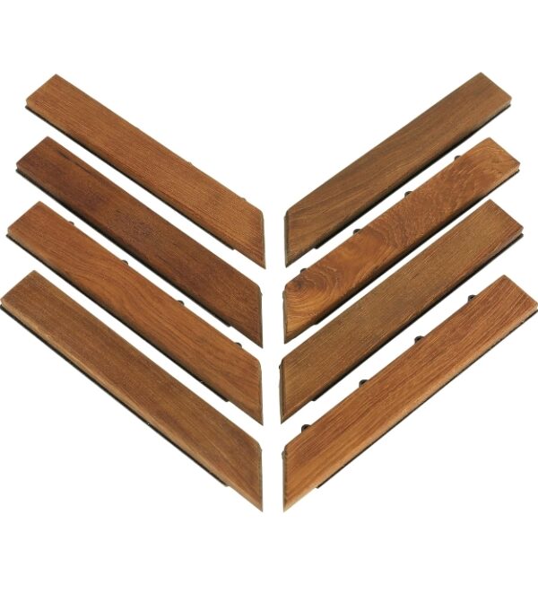 ***8 PCS***Bare Decor EZ-Floor Corner Trim Piece Interlocking Flooring in Solid Teak Wood (Set of 8), Oiled Finish | EZ Auction