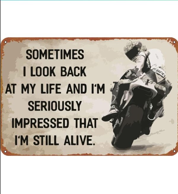 Motorcycle Im Still Alive Game Poster Tin Sign Cafe bar Home Wall Art Decoration Retro Metal Tin Sign 8x12 inch | EZ Auction