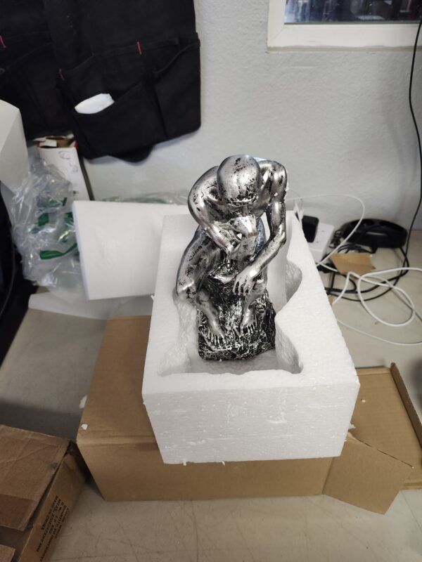 10 Inch Resin The Thinker Statue Thinking Man Sculptures Collectible Figurine Home Office Decor Living Room Decoration (Silver) | EZ Auction