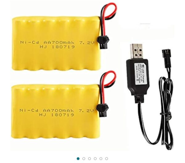 7.2V 700mAh NI-CD Battery Rechargeable for Huina 1550 550 RC Excavator 2 Pack 7.2V 700mAh Battery with USB Charger | EZ Auction