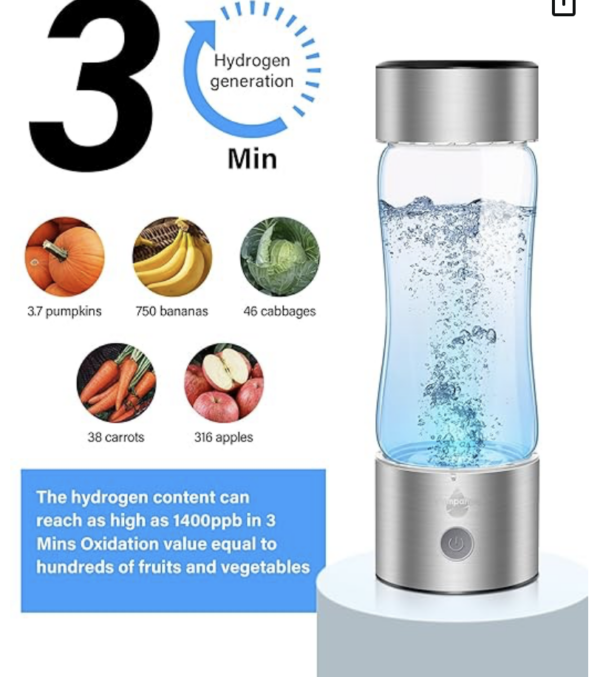 Hydrogen Water Bottle, Hydrogen Water Bottle Generator with SPE PEM Technology Water Ionizer, Hydrohealth Hydrogen Water Machine Improve Water in 3 Minutes for Home, Office, Travel, Daily Drinking | EZ Auction