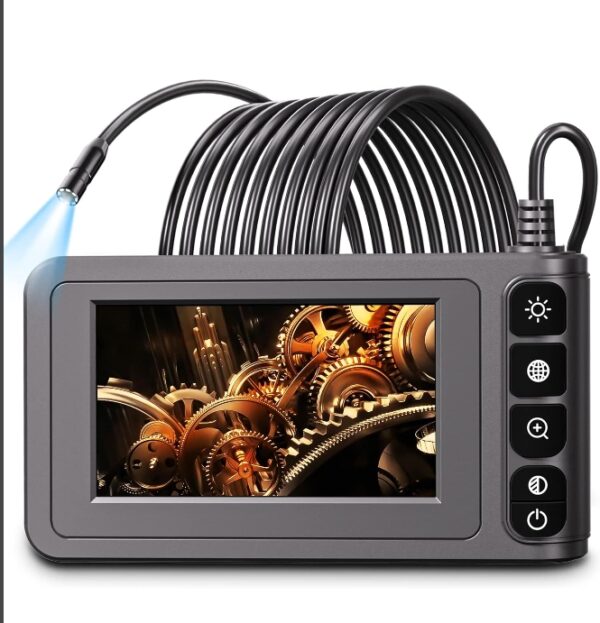 Industrial Endoscope Borescope Camera with Light, 4.3'' LCD Screen HD Digital Snake Camera Handheld Waterproof Sewer Inspection Camera with 8 LED Lights, 16.5FT Semi-Rigid Cable | EZ Auction