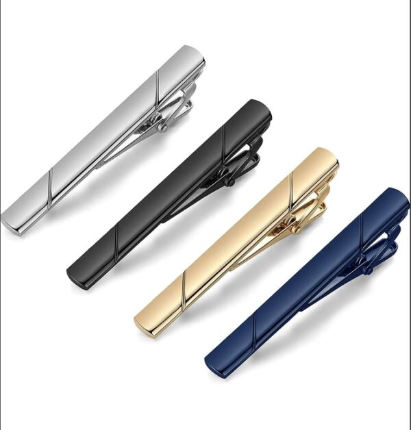 MOZETO Tie Clips for Men, Black Gold Blue Silver Tie Bar Set for Regular Ties, Luxury Box Gift Ideas | EZ Auction