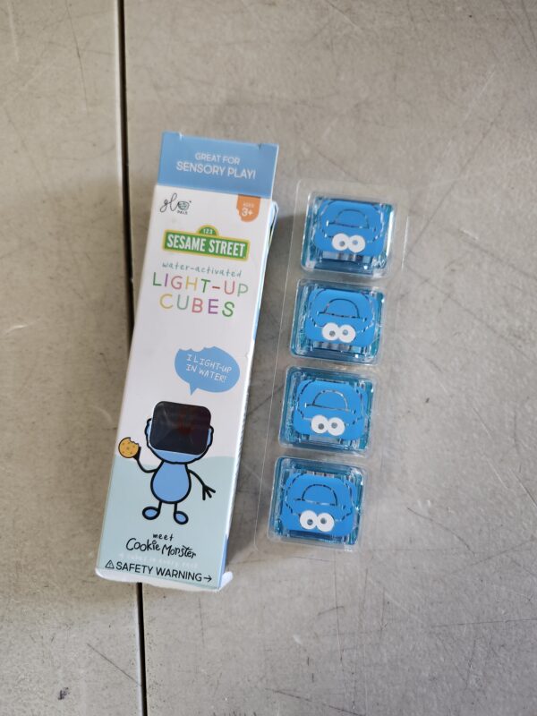 Glo Pals x Sesame Street Water-Activated Light-Up Cubes for Sensory Play (Cookie Monster - Blue) | EZ Auction