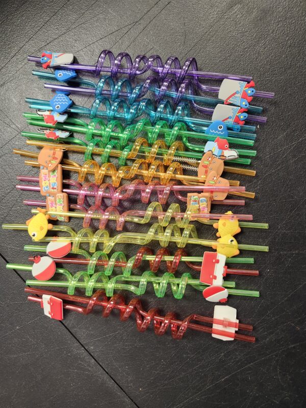 24PCS Fishing Party Favors,Summer Fishing Themed Birthday Party Supplies，Kids Daily Drinking Straws,Birthday Parties,Class Reunions,With 2 Cleaning Brushes.(8color) | EZ Auction