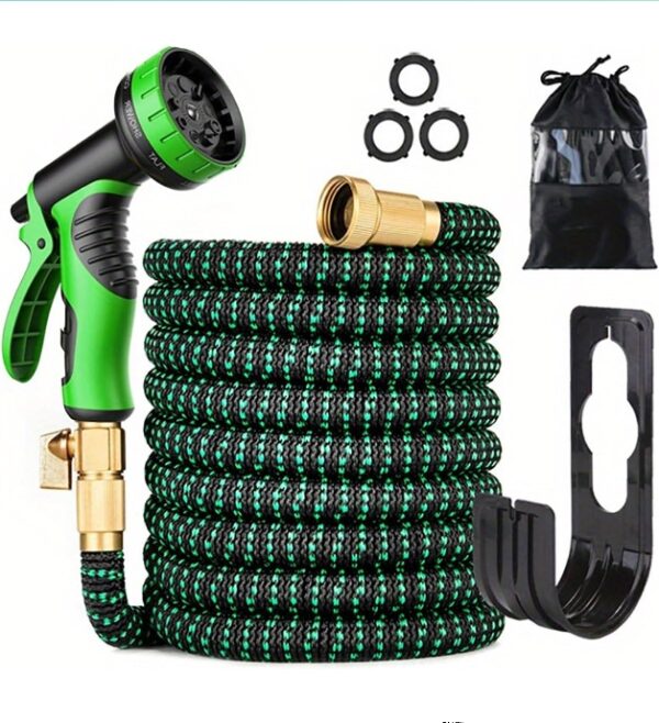 ***MISSING WALL HANGING HOOK***3X Expandable Garden Hose, Lightweight No-Kink Flexible Water Hose with 10-Function Nozzle Spray Nozzle, 3/4 Solid Brass Connectors, for Yard Outdoor Gardening/Car/Pet Washing(Color:Green,Size: | EZ Auction