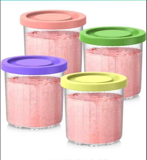 Containers Replacement for Ninja Creami Pints and Lids - 4 Pack, 16oz Cups Compatible with NC301 NC300 NC299AMZ NC290 Series Ice Cream Maker - Airtight Anti-slip BPA-Free Dishwasher Safe | EZ Auction