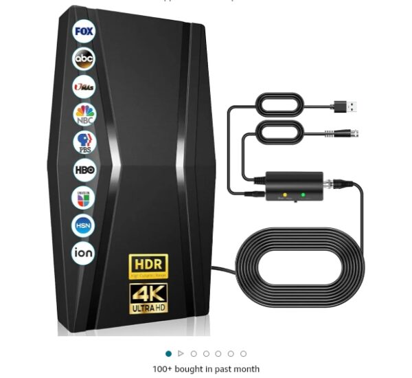 980+ Miles TV Antenna Indoor,Digital TV Antenna for Smart TV with Strongest Amplifier Signal Booster- High Gain HD TV Antenna for Local Channels -42ft Coax HDTV Cable-Support 8K 4K1080p | EZ Auction