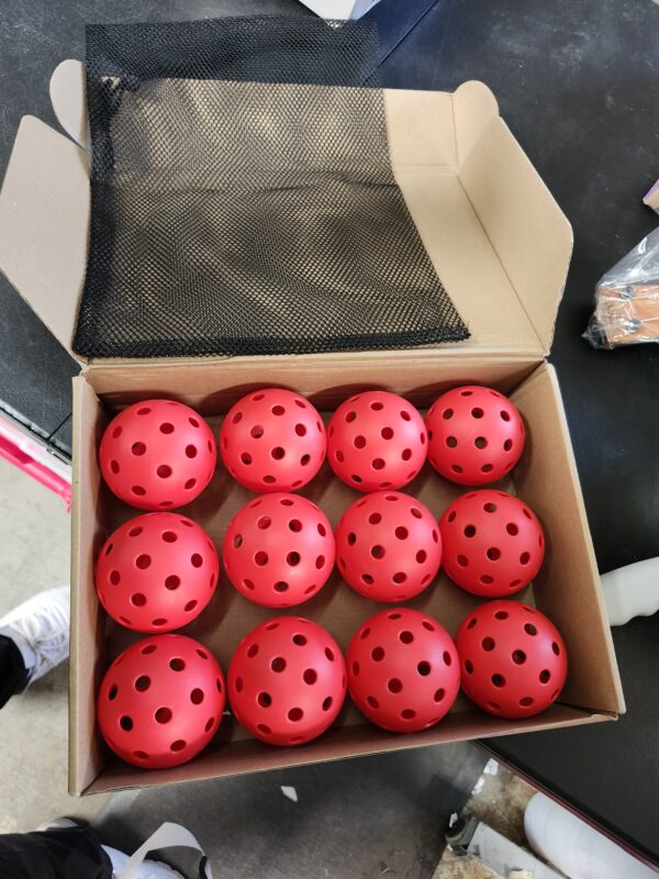 12 Pack 40-Holes Practice Pickleball Balls Play for Outdoor Indoor, Sports Game Pickle Balls with Mesh Bag | EZ Auction