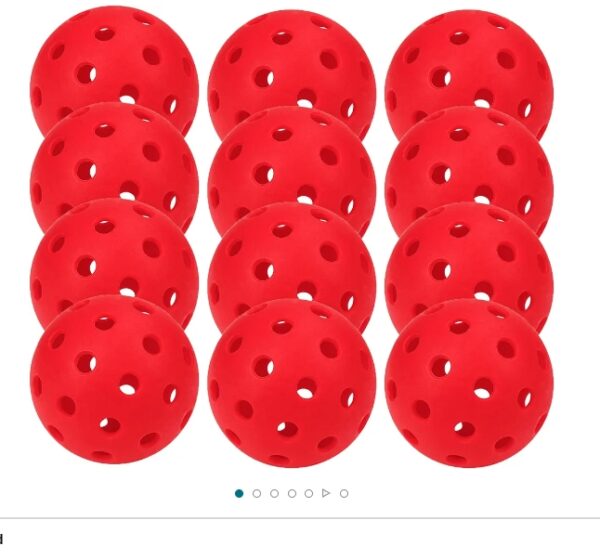 12 Pack 40-Holes Practice Pickleball Balls Play for Outdoor Indoor, Sports Game Pickle Balls with Mesh Bag | EZ Auction