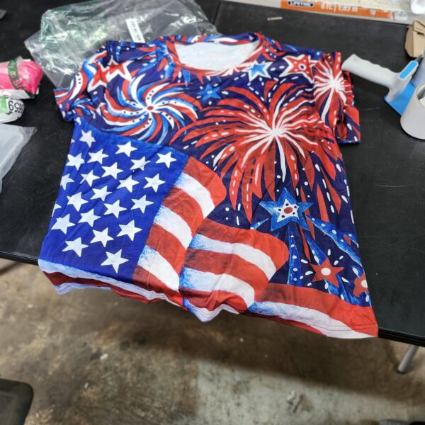 *** SIZE 2XL *** American Flag Shirt for Women Firework Fourth of July T Shirt Patriotic Graphic Tee USA Flag Short Sleeve Tops | EZ Auction
