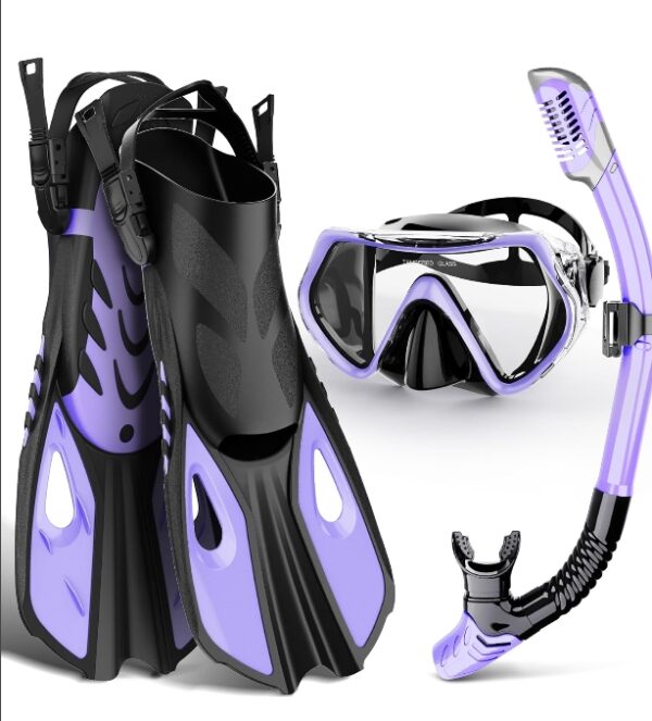 Mask Fin Snorkel Set, Snorkeling Gear for Adults with Panoramic View Mask, Dry Top Snorkel, Adjustable Swim Fins and Travel Bag, Man Woman Snorkel Gear for Swimming Snorkeling Diving | EZ Auction