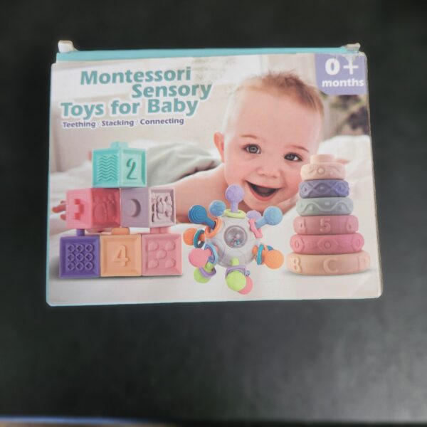 Jyusmile Baby Sensory Teething Toys Set, Montessori Baby Toys 6-12 Months, Incl Newborn Rattle Teether & Baby Blocks & Soft Stacking Rings, Ideal Baby Boy Girl Gifts, Infant Toys 0-3-6-9-12-18 Month | EZ Auction